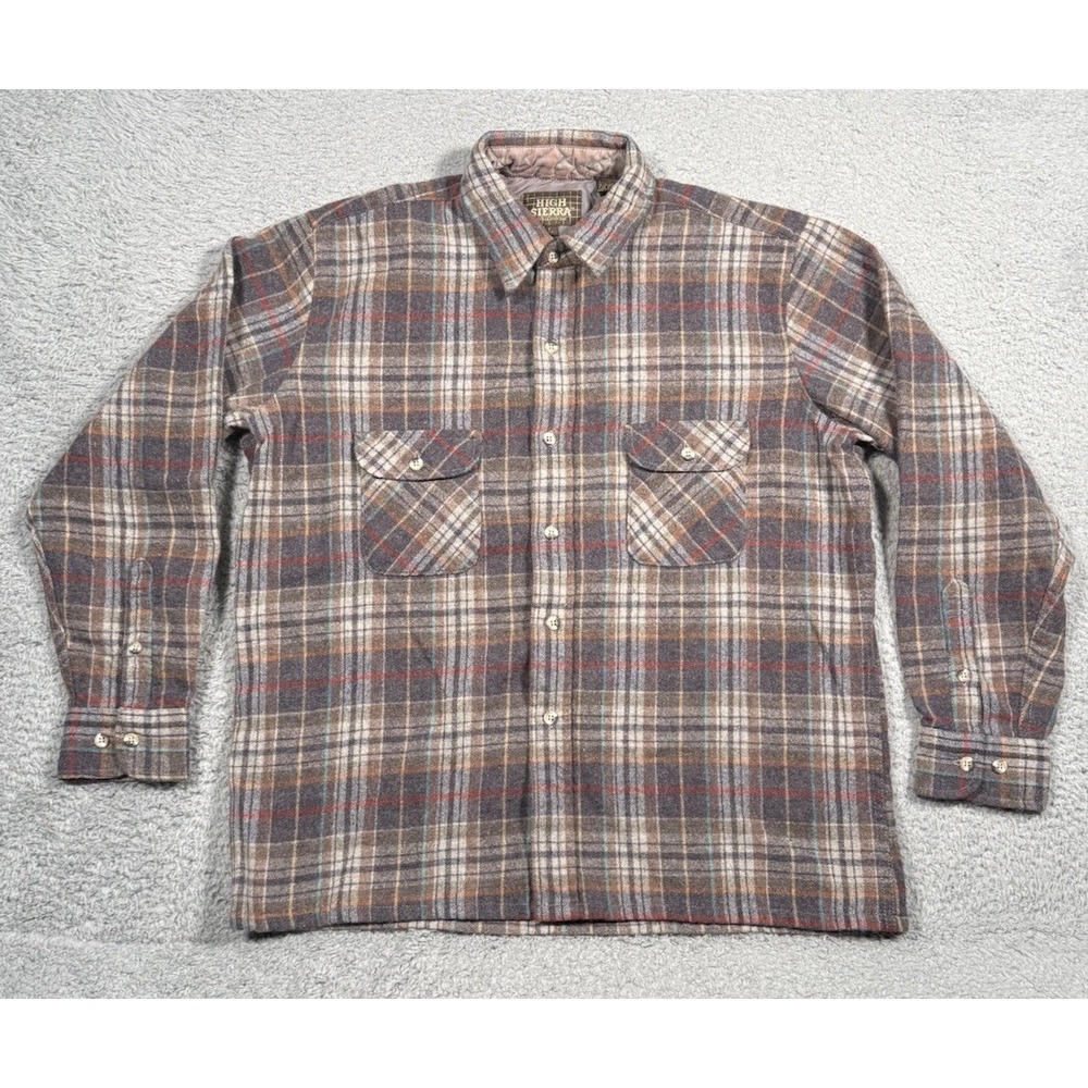 Vintage High Sierra By Mervyns Flannel Shirt Mens‎ Large Brown Wool Button Up